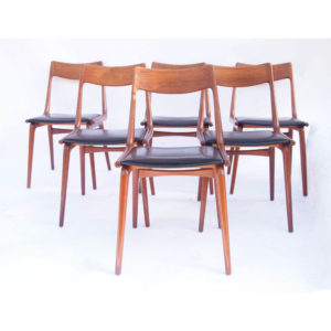 Ensemble 6 chaises boomerang, A. Christensen, Slagelse, années 50