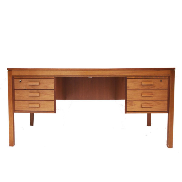 Grand bureau « damier » scandinave vintage, Norvège, HEGGEN