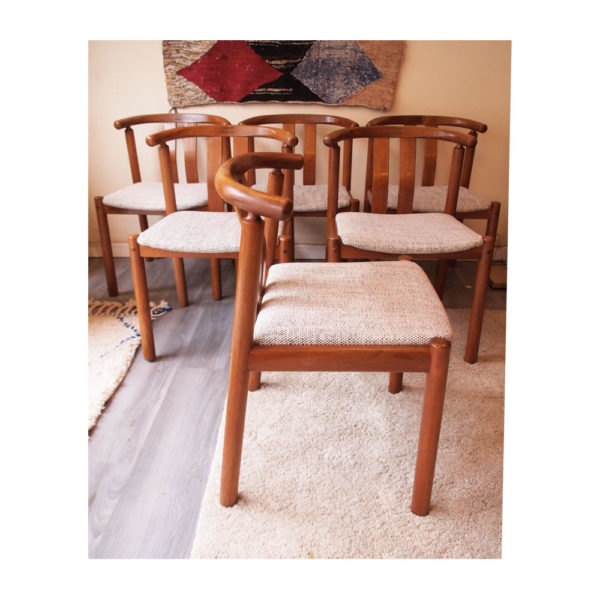 4 chaises scandinaves danoises, Uldum vintage 50 60