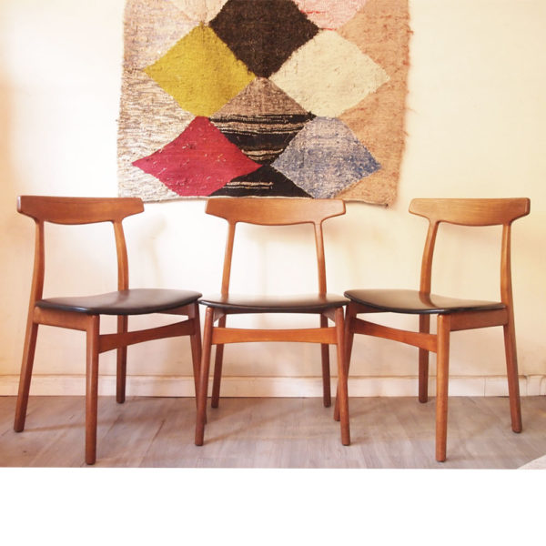 Chaise scandinave danoise vintage signée Henning Kjaernulf, fabricant Bruno Hansen