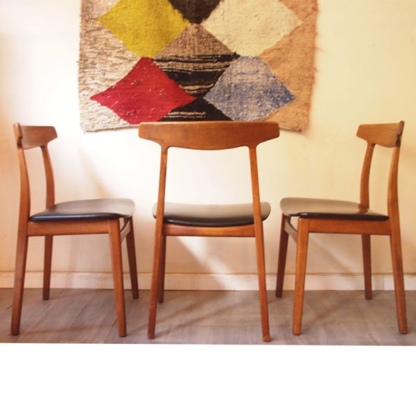 Chaise scandinave danoise vintage signée Henning Kjaernulf, fabricant Bruno Hansen