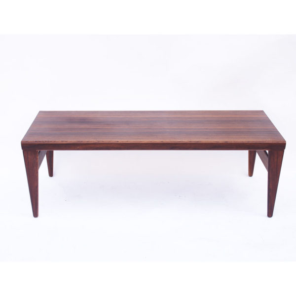 Grande table basse scandinave danoise Illum Wikkelso, vintage Palissandre de Rio, 2 extensions