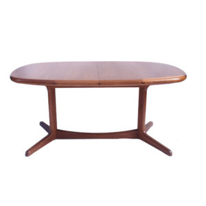 Table ovale scandinave vintage danoise, pied central, une rallonge