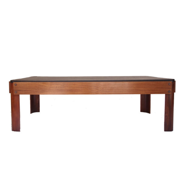 Grande table basse vintage en Ardoise et Palissandre