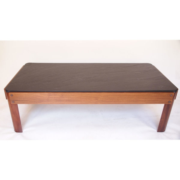 Grande table basse vintage en Ardoise et Palissandre