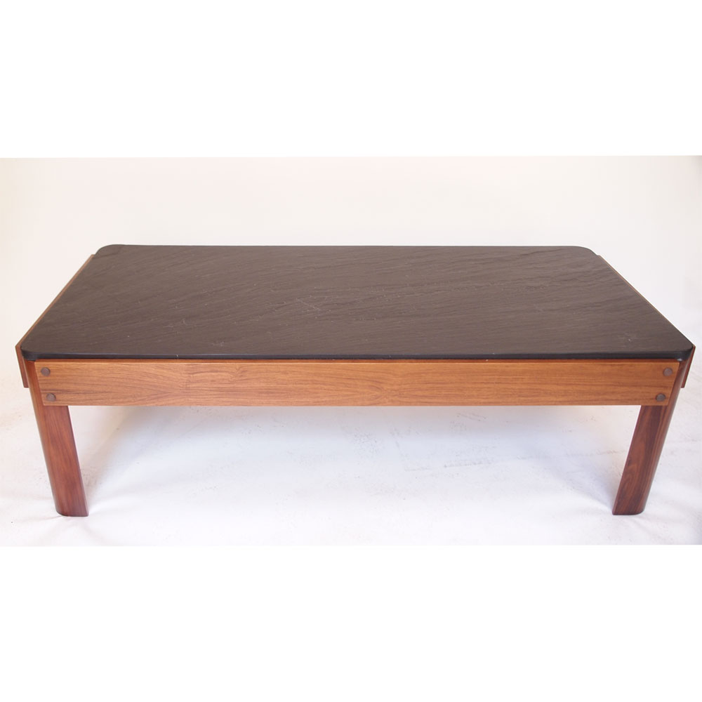 Grande table basse vintage en Ardoise et Palissandre – Image 2