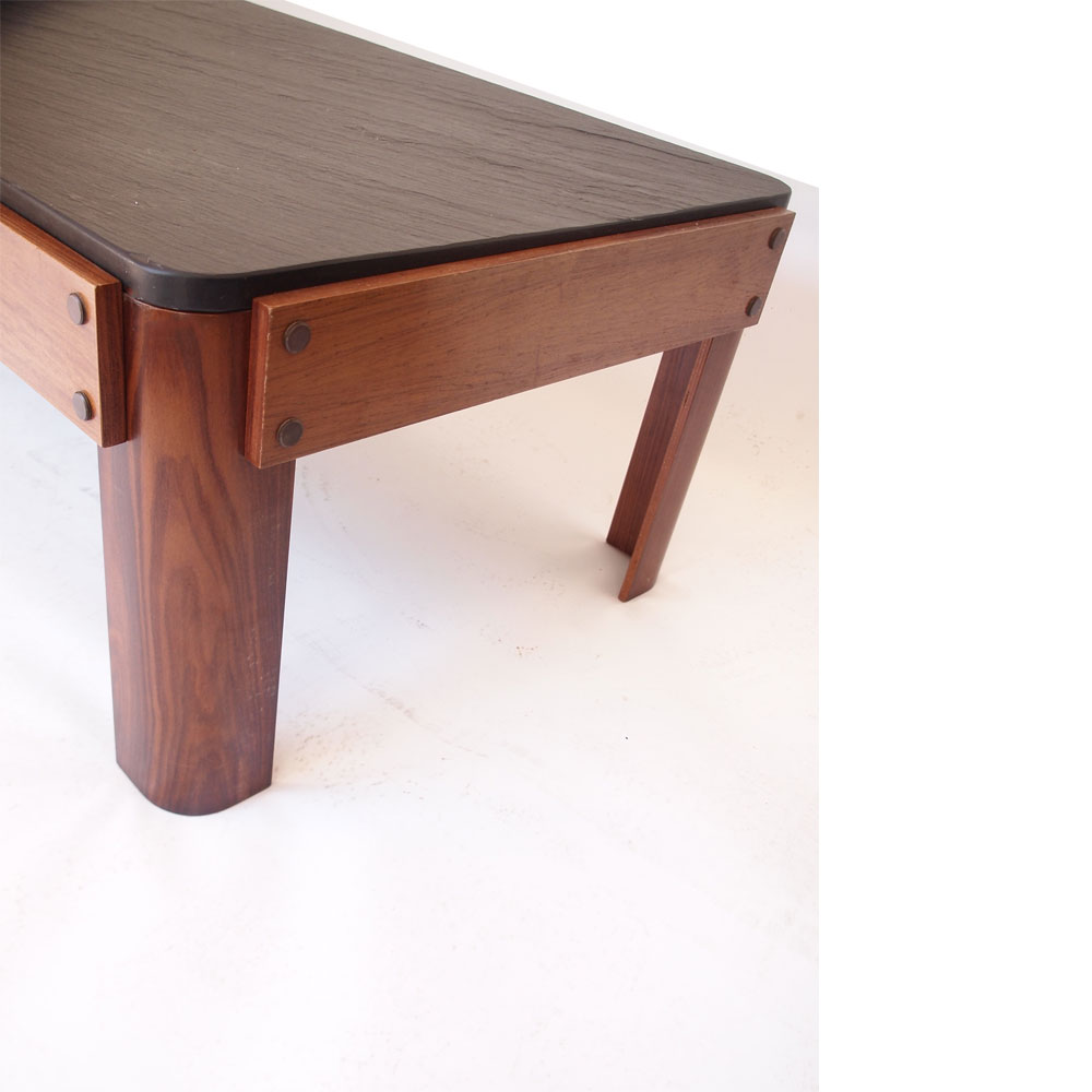 Grande table basse vintage en Ardoise et Palissandre – Image 3