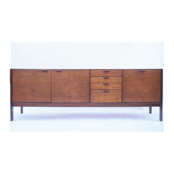 Enfilade longue scandinave vintage teck & cuir #17